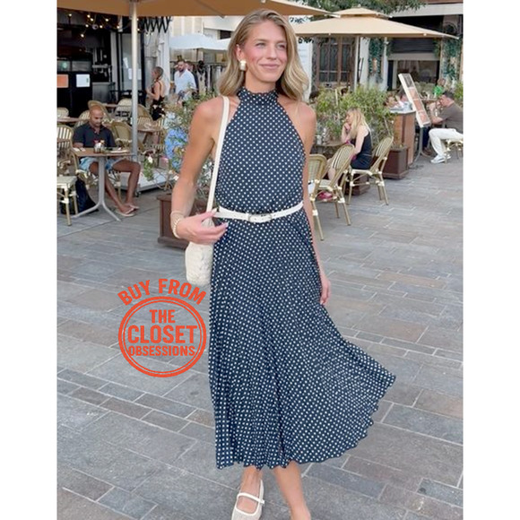 ZARA BLOGGER FAVE!!! Belted Pleated Halter Midi Dress NWT 💙 - Picture 11 of 16